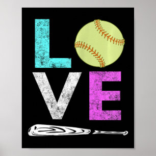 Girls Love Softll Best Fun Birthday Gift  Poster