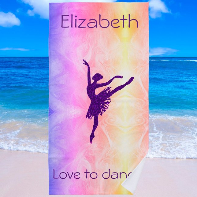 Girls "Love to Dance" Ballerina Beach Towel (Creator Uploaded)
