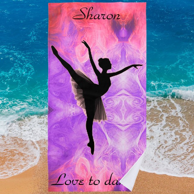 Girls "Love to Dance" Pink & Purple Beach Towel (Creator Uploaded)