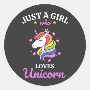 Girls love Unicorn Fan Club Classic Round Sticker