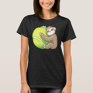 Girls Loves Sports Cute Sloth Tennis Ball T-Shirt
