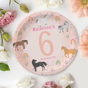 Girls Magical Cute Pastel Pink Unicorn Birthday Paper Plate