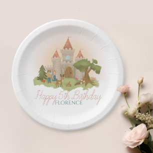 Girls Magical Pink Fairytale Castle Kids Birthday Paper Plate