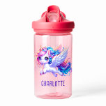 Girls Magical Unicorn Rainbow Kids Personalised  Water Bottle<br><div class="desc">This lovely design features a cute unicorn. It is part of a matching set of accessories. This design features the colours of the rainbow with special emphasis on pink and purple. You can easily customise it, and add your little girl's name. It is part of a matching set of accessories...</div>