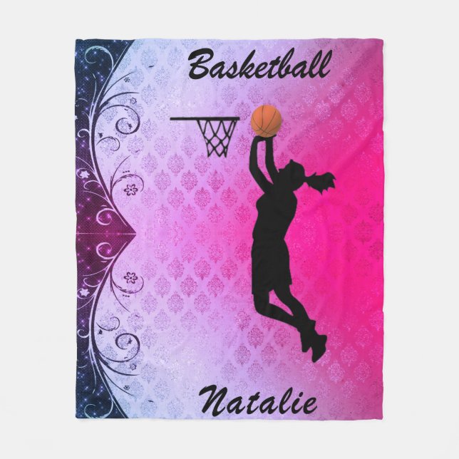 Girls Majestic Gradient Basketball Fleece Blanket (Front)