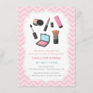Girls Makeover Birthday Party Invitations