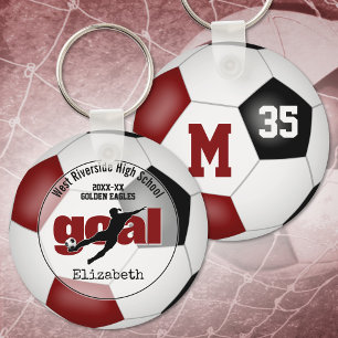 girls maroon black soccer team member gifts key ring