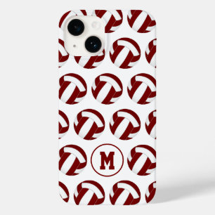 girls maroon white volleyballs pattern  Case-Mate iPhone 14 case