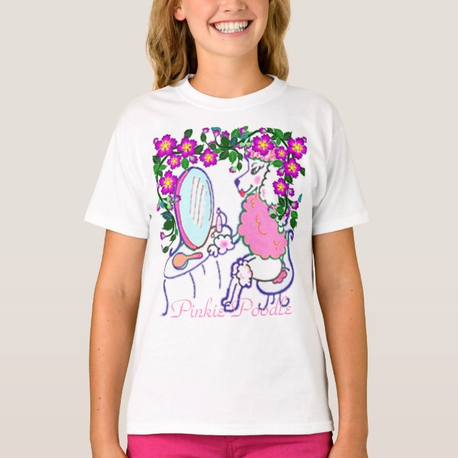Girls' Medium Pinkie Poodle Tee Shirt (Front)