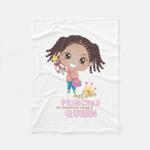 Girls MELANIN Princess Training To Be Queen Cute Fleece Blanket