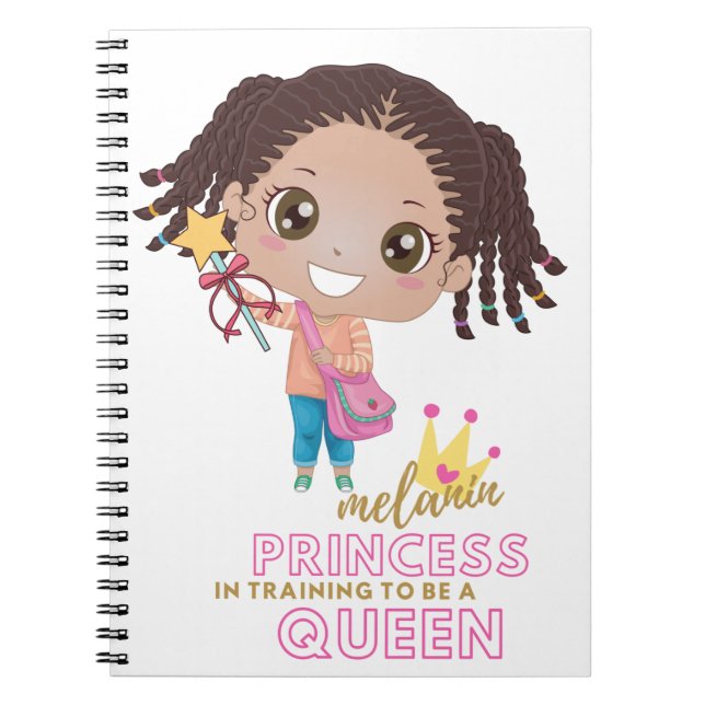 Girls MELANIN Princess Training To Be Queen Cute Notebook (Front)