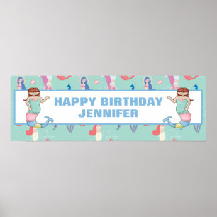 Girls Mermaid Birthday Personalized Poster