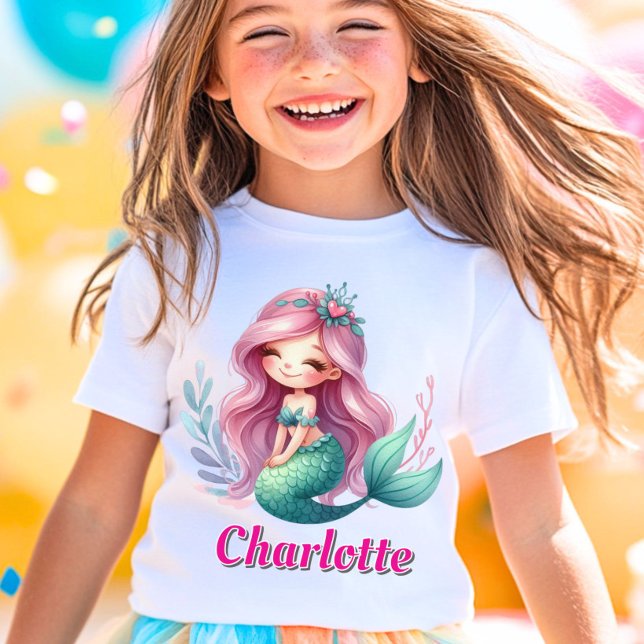 Girls Mermaid custom name  T-Shirt (Creator Uploaded)