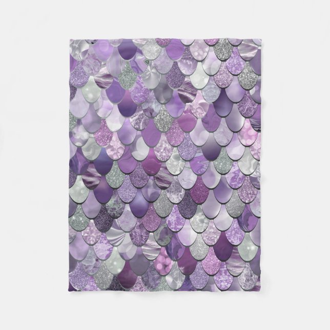 Girls Mermaid Fleece Blanket - Purple Mermaid (Front)