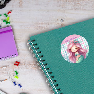 Girls Mermaid pattern Classic Round Sticker