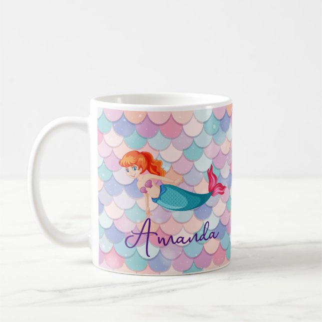 Girls Mermaid Personalised Mug (Left)