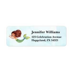 Girls Mermaid Under the Sea Birthday Return Addres