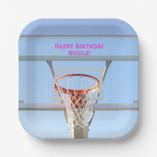 Girls Modern  Birthday Party Basketball  Paper Plate