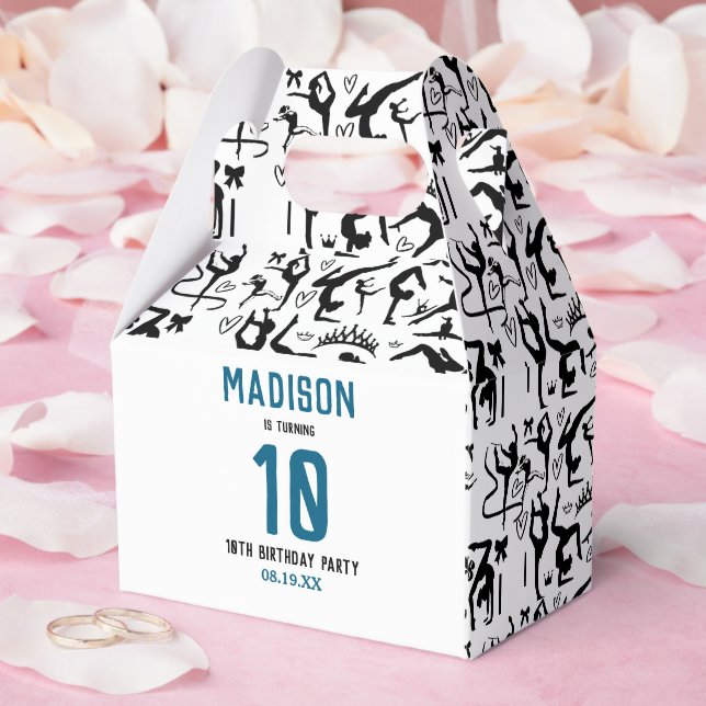 Girls Modern Black Gymnastics Kids 10th Birthday Favour Box (Wedding)