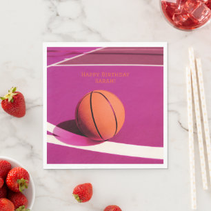 Girls Modern Sports Kids Pink Court  Basketball  Napkin