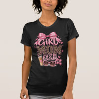 Girls & Moms T-Shirt | Pink Leopard Print Bow