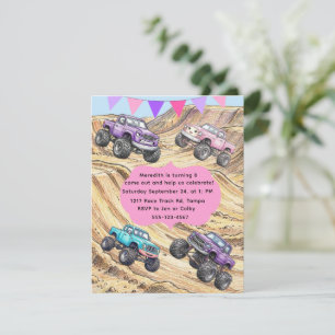 Girl's Monster Jam Birthday Digital Download Invitation
