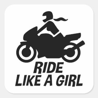 Girls Motorcycle Square Sticker