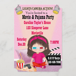 Girls Movie and Pajama Party Invites