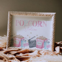 Girl's Movie Party Popcorn Sign