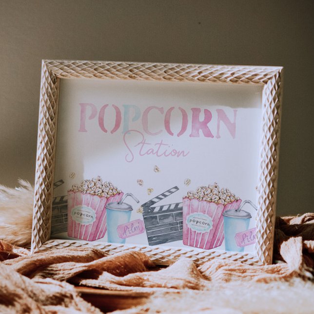 Girl's Movie Party Popcorn Sign (Creator Uploaded)