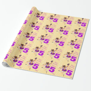 Girls name age ballerina birthday patterned wrap wrapping paper