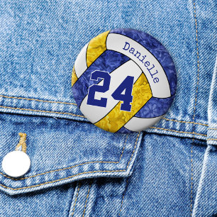 girls name blue gold volleyball team colours  6 cm round badge