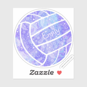 girls name boho floral purple volleyball