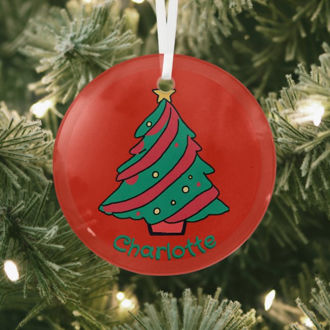 Girls Name Christmas Tree Glass Tree Decoration (Insitu)
