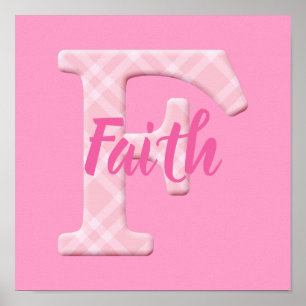 Girls Name Custom Plaid Letter F Poster