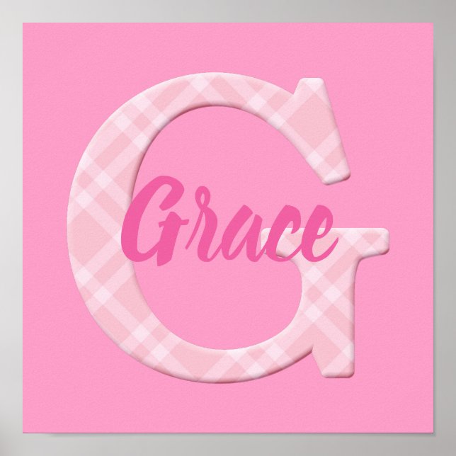 Girls Name Custom Plaid Letter G Poster (Front)