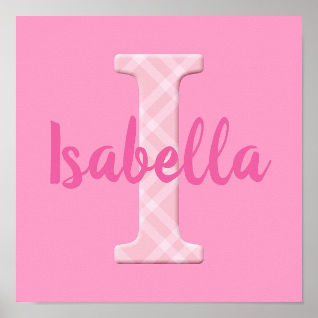 Girls Name Custom Plaid Letter I Poster (Front)