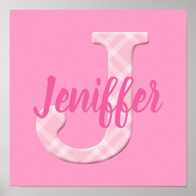 Girls Name Custom Plaid Letter J Poster (Front)