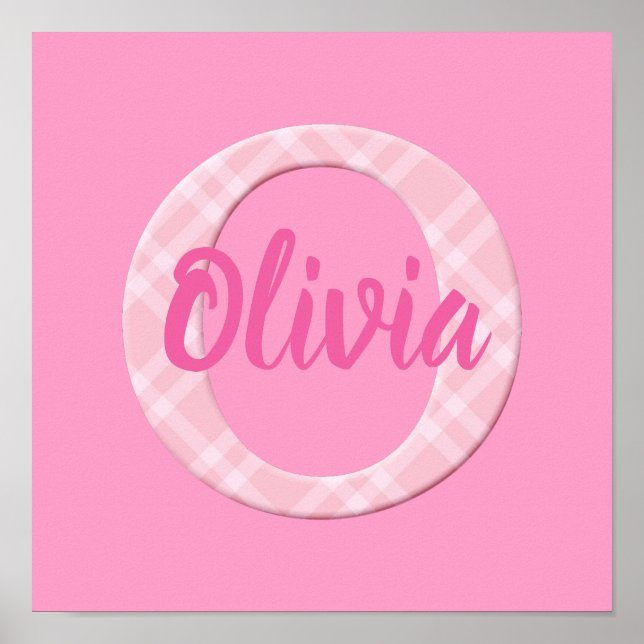 Girls Name Custom Plaid Letter O Poster (Front)