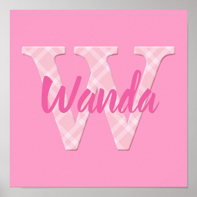 Girls Name Custom Plaid Letter W Poster (Front)