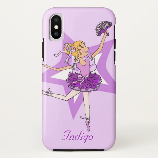 Girls name dancing ballerina blonde purple case (Back)
