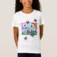 Girl's Name Hannah  Whimsical Flowers, Rainbow T-S