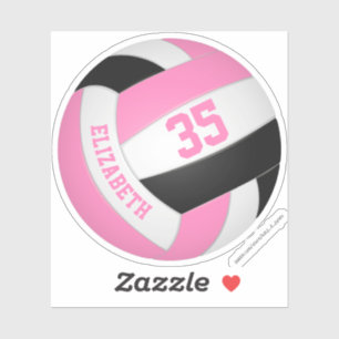 girls name jersey number pink black volleyball