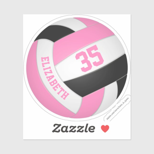 girls name jersey number pink black volleyball (Sheet)