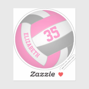 girls name jersey number pink grey volleyball