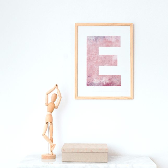 Girl's Name Letter E Pink Watercolor Poster (Creator Uploaded)