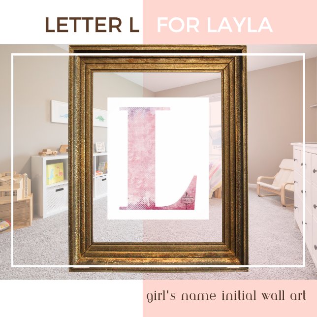 Girl's Name Letter L Boho Pink Watercolor Poster (Creator Uploaded)