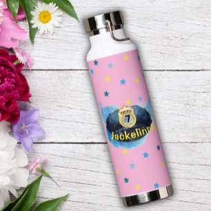 Girl's Name Number Police Officer Hat Water Bottle