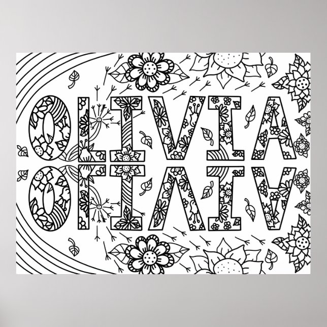Girl's Name Olivia and Pretty Wildflowers Poster (Front)