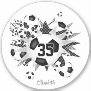 girls name on black white soccer ball blowout 